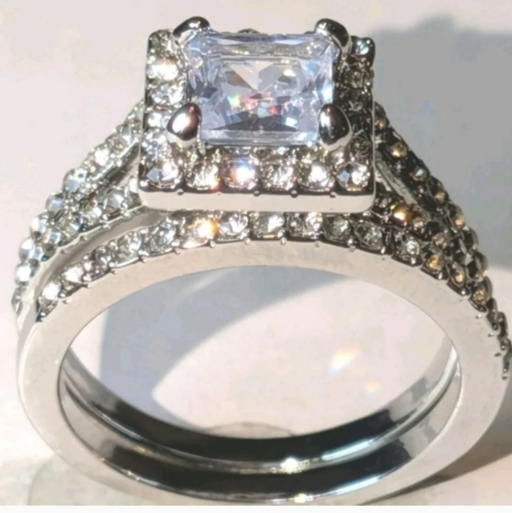 Womens 4 Ct Intricate Detailed Lab Created Diamond Engagement Ring Set Sz7
